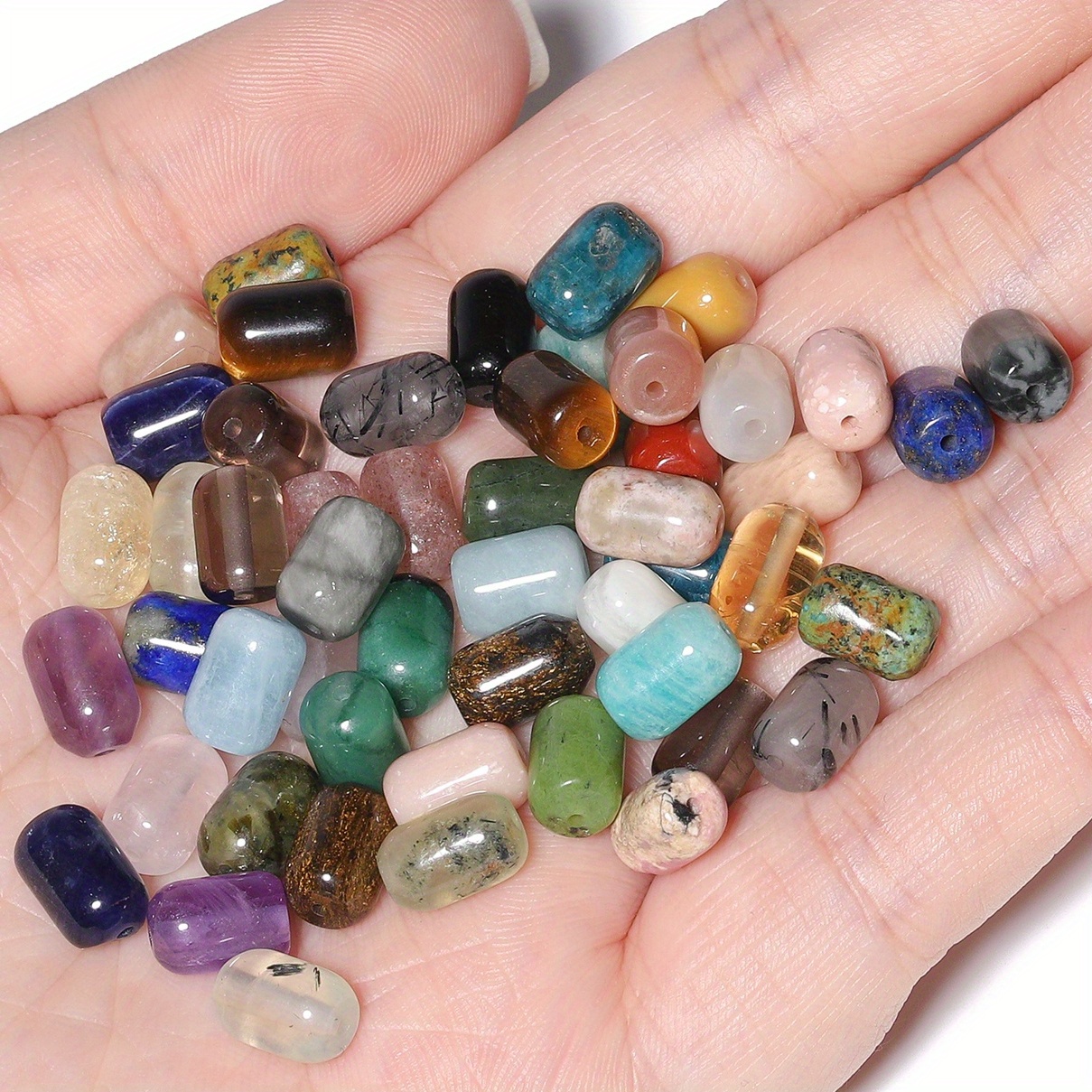 10pcs Small Bucket Shaped Stone Beads for DIY Crafting